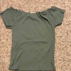 Off the shoulder army green top